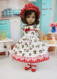 Red Cherries - dress, hat, socks & shoes for Little Darling Doll or 33cm BJD