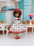 Red Cherries - dress, hat, socks & shoes for Little Darling Doll or 33cm BJD
