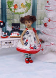 Retro Snowman - dress, tights & shoes for Little Darling Doll or 33cm BJD