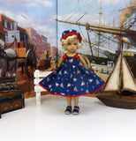 Sailboat - dress, hat & sandals for Little Darling Doll or 33cm BJD