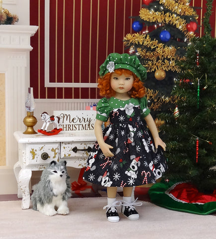 Santa Paws - dress, hat, socks & saddle shoes for Little Darling Doll or other 33cm BJD