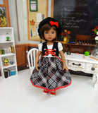 School Girl Plaid - dress, vest, beret, socks & shoes for Little Darling Doll or 33cm BJD