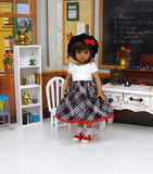 School Girl Plaid - dress, vest, beret, socks & shoes for Little Darling Doll or 33cm BJD