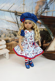 Sea Worthy - dress, beret, tights & shoes for Little Darling Doll or 33cm BJD