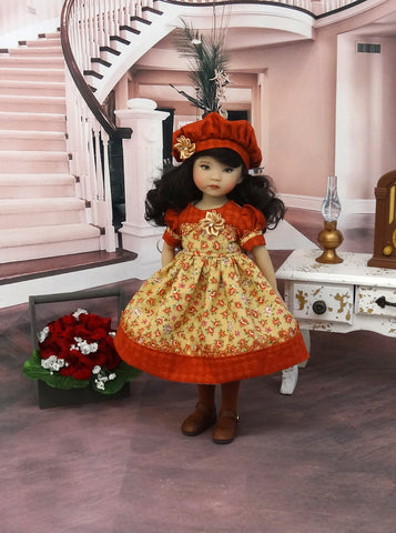 September Spice - dress, beret, tights & shoes for Little Darling Doll or other 33cm BJD