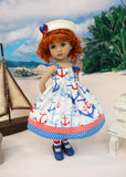 Set Sail - dress, sailor hat, socks & shoes for Little Darling Doll or 33cm BJD