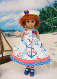 Set Sail - dress, sailor hat, socks & shoes for Little Darling Doll or 33cm BJD