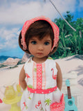 Southern Flamingo - romper, kerchief, socks & shoes for Little Darling Doll