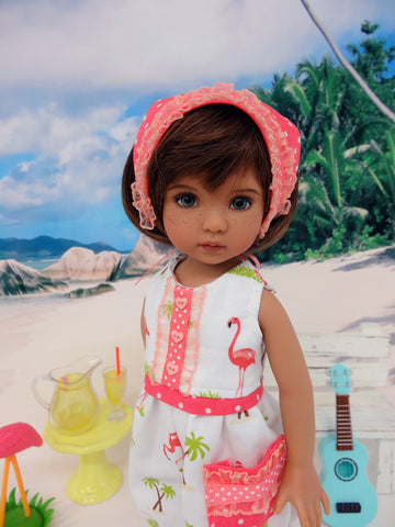 Southern Flamingo - romper, kerchief, socks & shoes for Little Darling Doll