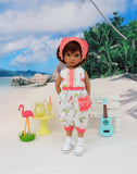 Southern Flamingo - romper, kerchief, socks & shoes for Little Darling Doll