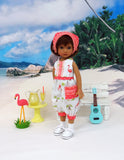Southern Flamingo - romper, kerchief, socks & shoes for Little Darling Doll