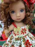 Splendid Poinsettia - dress, hat, tights & shoes for Little Darling Doll or 33cm BJD