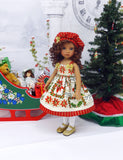Splendid Poinsettia - dress, hat, tights & shoes for Little Darling Doll or 33cm BJD
