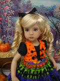 Spooky Night - Halloween ensemble with tights & boots for Little Darling Doll or 33cm BJD