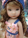 Spring Bluebird - romper, hat & sandals for Little Darling Doll or 33cm BJD