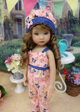 Spring Bluebird - romper, hat & sandals for Little Darling Doll or 33cm BJD