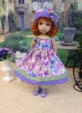 Spring Crocus - dress, hat, tights & shoes for Little Darling Doll or 33cm BJD