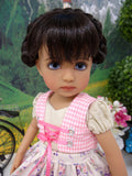 Spring Fraulein - dirndl ensemble with tights & boots for Little Darling Doll or 33cm BJD