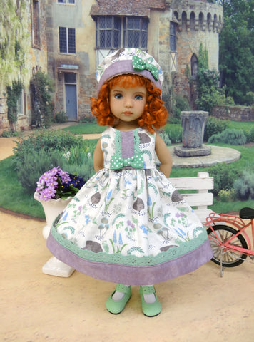 Spring Hedgehog - dress, hat, socks & shoes for Little Darling Doll or other 33cm BJD