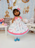 Spring in Paris - dress, hat, tights & shoes for Little Darling Doll or 33cm BJD