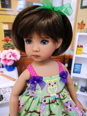 Spring Owl - dress, tights & shoes for Little Darling Doll or 33cm BJD