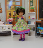 Spring Owl - dress, tights & shoes for Little Darling Doll or 33cm BJD