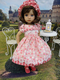 Strawberries & Cream - dress, hat, tights & shoes for Little Darling Doll or 33cm BJD