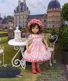 Strawberries & Cream - dress, hat, tights & shoes for Little Darling Doll or 33cm BJD