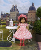 Strawberries & Cream - dress, hat, tights & shoes for Little Darling Doll or 33cm BJD