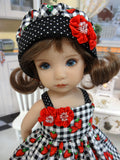 Strawberry Gingham - dress, hat, socks & shoes for Little Darlings Doll or 33cm BJD