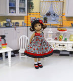 Strawberry Gingham - dress, hat, socks & shoes for Little Darlings Doll or 33cm BJD