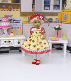 Strawberry Patch - dress, hat, tights & shoes for Little Darling Doll or 33cm BJD