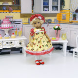 Strawberry Patch - dress, hat, tights & shoes for Little Darling Doll or 33cm BJD