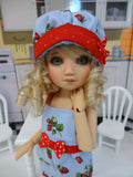 Strawberry Treat - romper, hat, socks & saddle shoes for Little Darling Doll or 33cm BJD