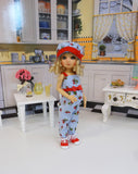 Strawberry Treat - romper, hat, socks & saddle shoes for Little Darling Doll or 33cm BJD