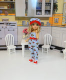Strawberry Treat - romper, hat, socks & saddle shoes for Little Darling Doll or 33cm BJD