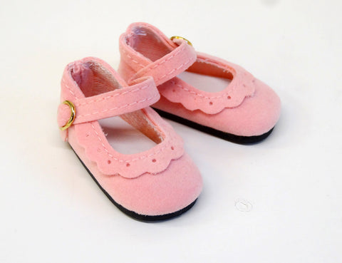 Eyelet Mary Jane Shoes - Suede Pink