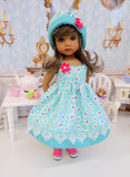 Sugared Plums - dress, hat & sandals for Little Darling Doll or 33cm BJD