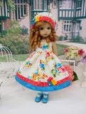 Summer Bouquet - dress, hat, tights & shoes for Little Darling Doll or 33cm BJD
