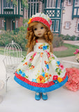 Summer Bouquet - dress, hat, tights & shoes for Little Darling Doll or 33cm BJD
