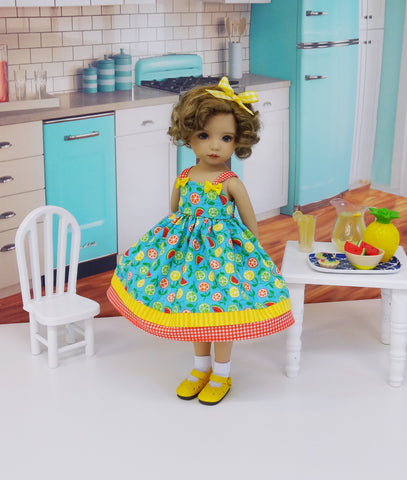 Summer Citrus - dress, socks & shoes for Little Darling Doll or 33cm BJD