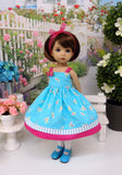 Summer Rosebud - dress, tights & shoes for Little Darling Doll or 33cm BJD