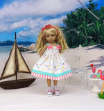 Summer Sea Turtle - dress, socks & shoes for Little Darling Doll or 33cm BJD
