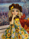 Sunflower Meadow - dress, beret, tights & shoes for Little Darling Doll