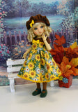 Sunflower Meadow - dress, beret, tights & shoes for Little Darling Doll