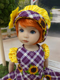 Sunflower Plaid - dress, hat, tights & shoes for Little Darling Doll or 33cm BJD