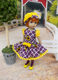 Sunflower Plaid - dress, hat, tights & shoes for Little Darling Doll or 33cm BJD
