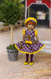 Sunflower Plaid - dress, hat, tights & shoes for Little Darling Doll or 33cm BJD
