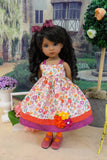 Sunset Bouquet - dress, tights & shoes for Little Darling Doll or 33cm BJD