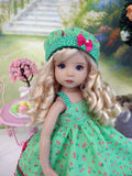 Sweet Cherries - dress, hat, tights & shoes for Little Darling Doll or other 33cm BJD